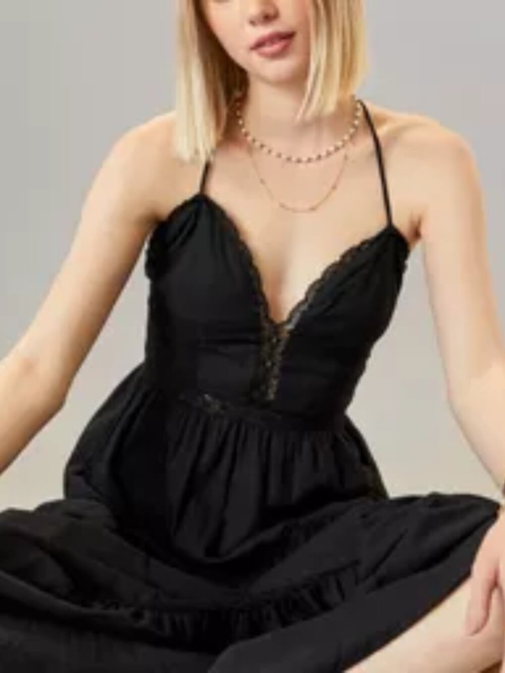 Francesca's Emerie Lace Trim Maxi Dress NWT